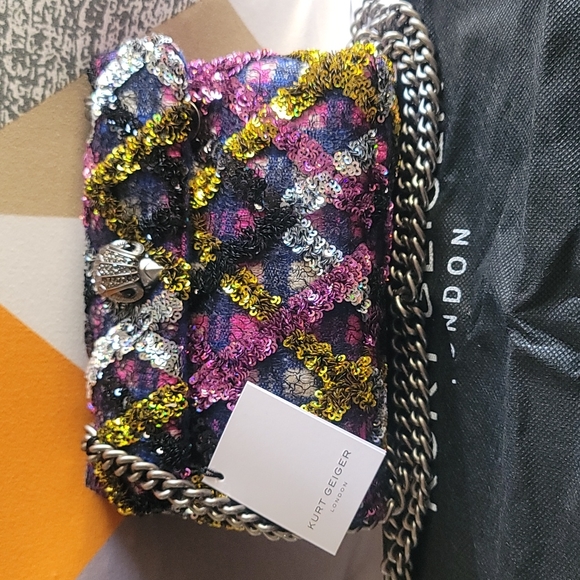 Sequined Mini Kensington Crossbody Bag  KURT GEIGER LONDON - Picture 2 of 14